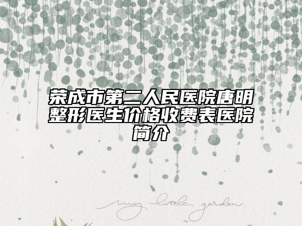 荣成市第二人民医院唐明整形医生价格收费表医院简介