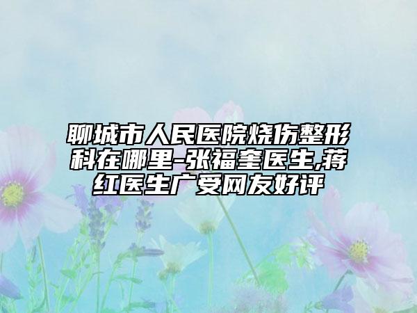 聊城市人民医院烧伤整形科在哪里-张福奎医生,蒋红医生广受网友好评