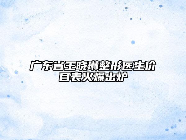 广东省王晓琳整形医生价目表火爆出炉