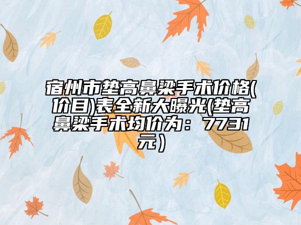 宿州市垫高鼻梁手术价格(价目)表全新大曝光(垫高鼻梁手术均价为：7731元）