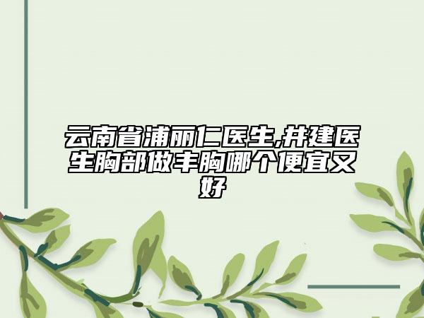云南省浦丽仁医生,井建医生胸部做丰胸哪个便宜又好