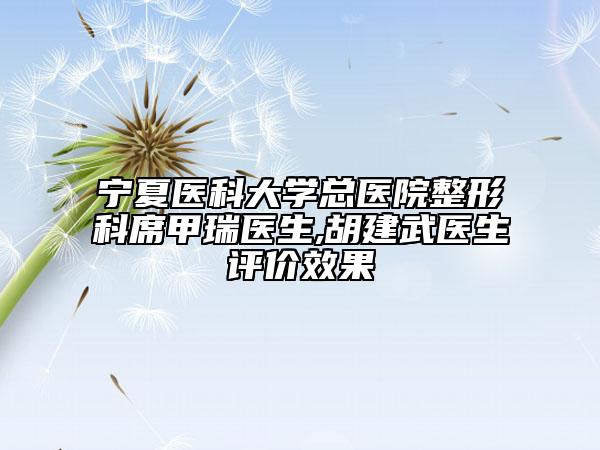 宁夏医科大学总医院整形科席甲瑞医生,胡建武医生评价效果