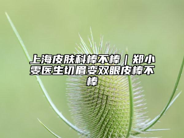 上海皮肤科棒不棒｜郑小雯医生切眉变双眼皮棒不棒