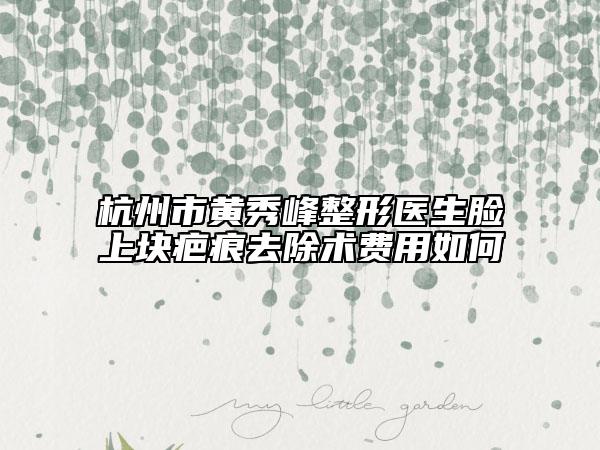 杭州市黄秀峰整形医生脸上块疤痕去除术费用如何