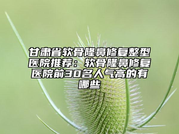 甘肃省软骨隆鼻修复整型医院推荐：软骨隆鼻修复医院前30名人气高的有哪些