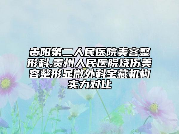 贵阳第二人民医院美容整形科,贵州人民医院烧伤美容整形显微外科宝藏机构实力对比