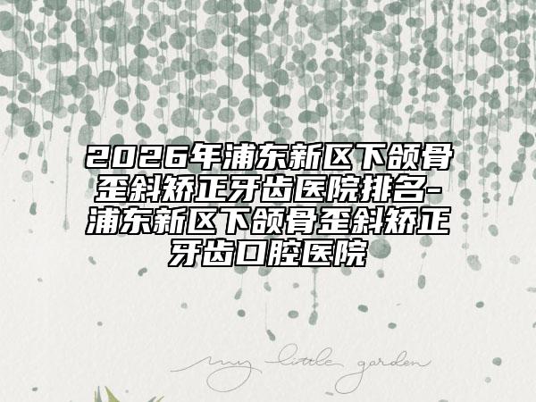 2026年浦东新区下颌骨歪斜矫正牙齿医院排名-浦东新区下颌骨歪斜矫正牙齿口腔医院