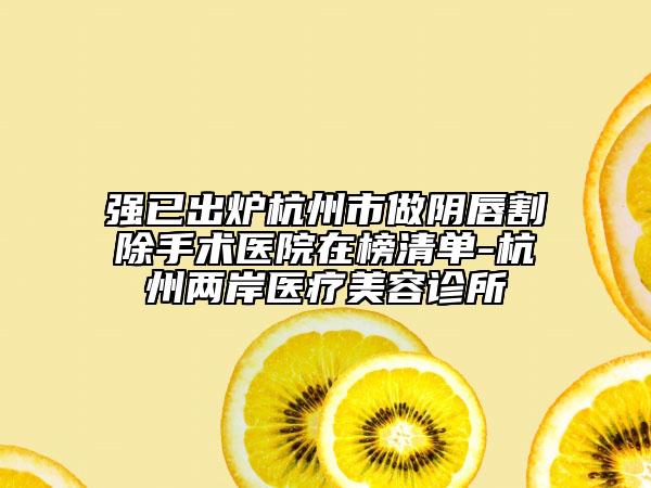 强已出炉杭州市做阴唇割除手术医院在榜清单-杭州两岸医疗美容诊所
