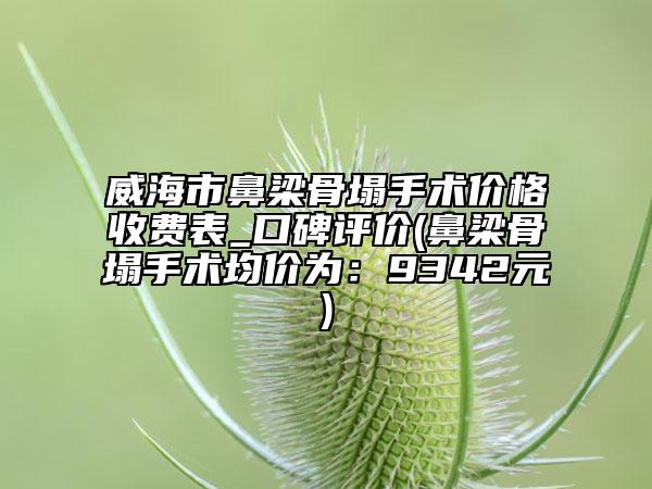 威海市鼻梁骨塌手术价格收费表_口碑评价(鼻梁骨塌手术均价为：9342元)