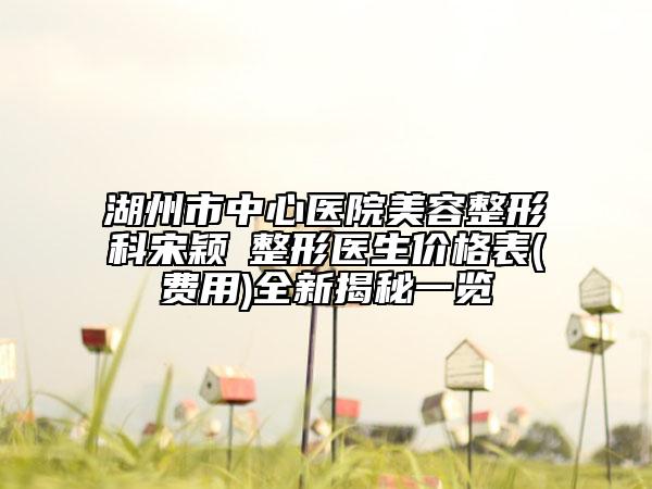 湖州市中心医院美容整形科宋颖劼整形医生价格表(费用)全新揭秘一览