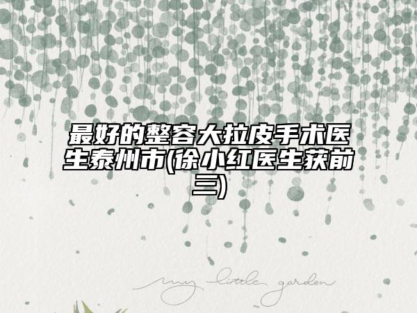 最好的整容大拉皮手术医生泰州市(徐小红医生获前三)