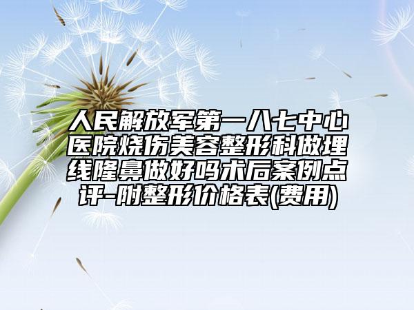 人民解放军第一八七中心医院烧伤美容整形科做埋线隆鼻做好吗术后案例点评-附整形价格表(费用)