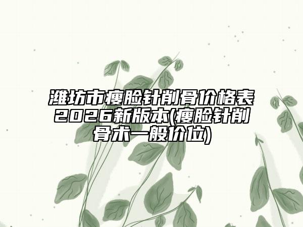 潍坊市瘦脸针削骨价格表2026新版本(瘦脸针削骨术一般价位)