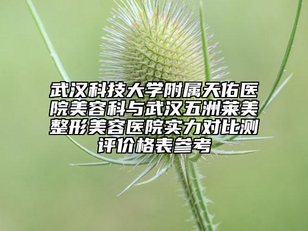 武汉科技大学附属天佑医院美容科与武汉五洲莱美整形美容医院实力对比测评价格表参考