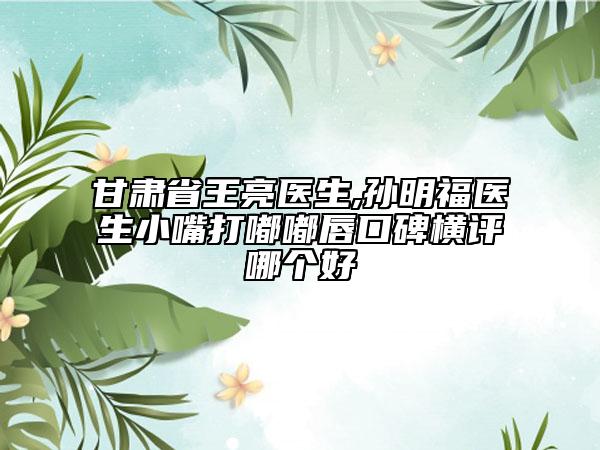 甘肃省王亮医生,孙明福医生小嘴打嘟嘟唇口碑横评哪个好