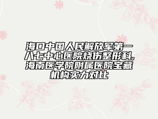 海口中国人民解放军第一八七中心医院烧伤整形科,海南医学院附属医院宝藏机构实力对比
