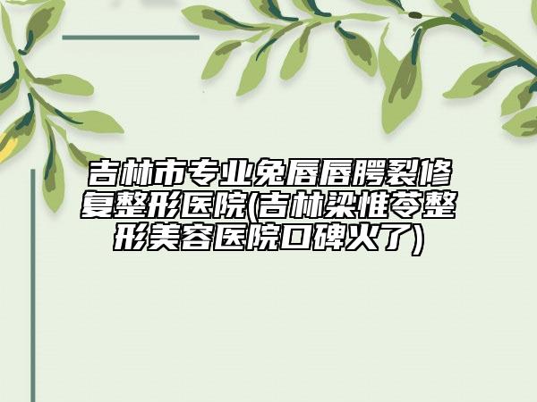 吉林市专业兔唇唇腭裂修复整形医院(吉林梁惟苓整形美容医院口碑火了)