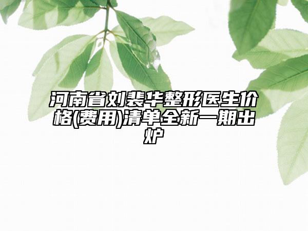 河南省刘裴华整形医生价格(费用)清单全新一期出炉