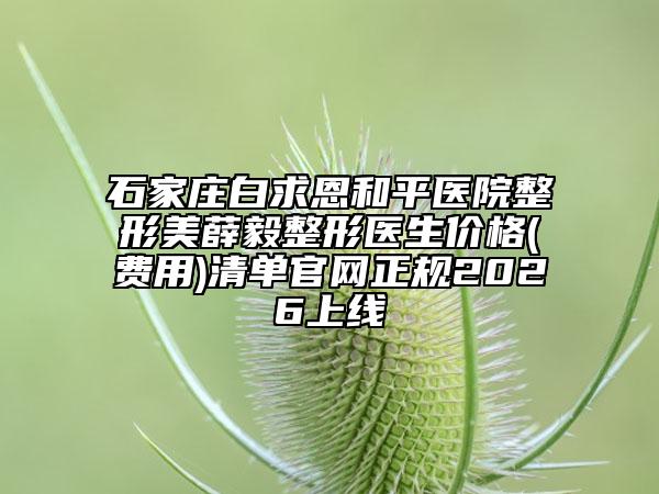 石家庄白求恩和平医院整形美薛毅整形医生价格(费用)清单官网正规2026上线