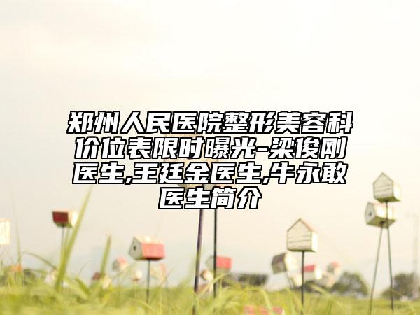 郑州人民医院整形美容科价位表限时曝光-梁俊刚医生,王廷金医生,牛永敢医生简介
