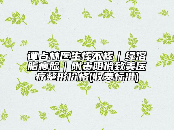 谭占林医生棒不棒｜绿溶脂瘦脸｜附贵阳俏致美医疗整形价格(收费标准)