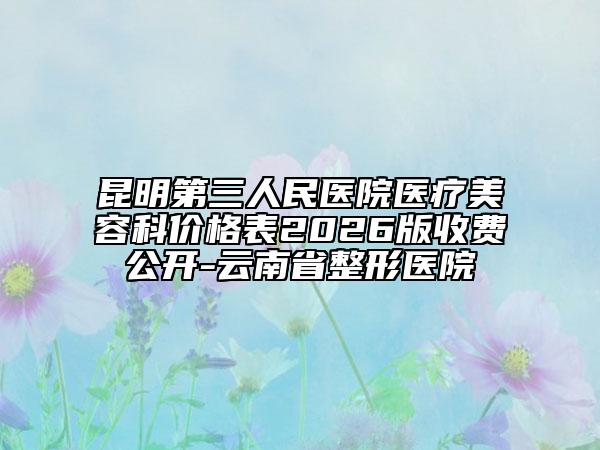昆明第三人民医院医疗美容科价格表2026版收费公开-云南省整形医院