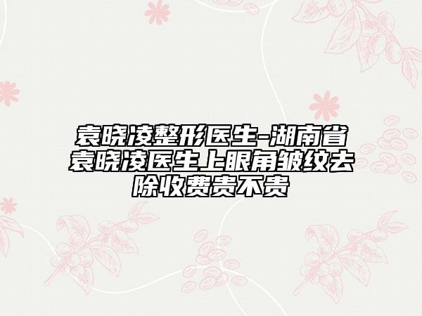 袁晓凌整形医生-湖南省袁晓凌医生上眼角皱纹去除收费贵不贵