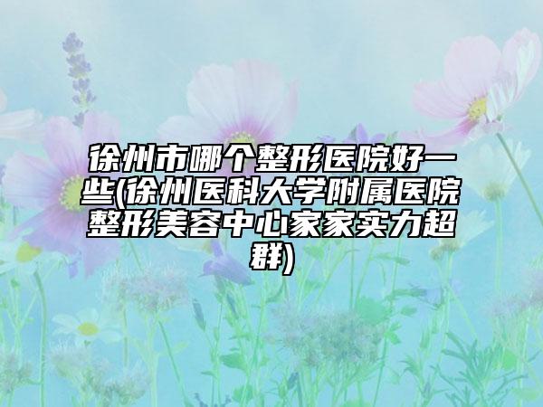 徐州市哪个整形医院好一些(徐州医科大学附属医院整形美容中心家家实力超群)