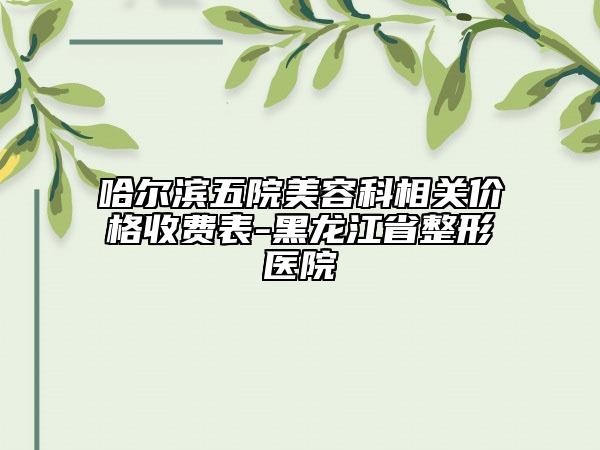 哈尔滨五院美容科相关价格收费表-黑龙江省整形医院