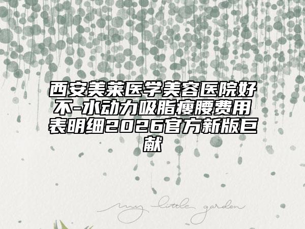 西安美莱医学美容医院好不-水动力吸脂瘦腰费用表明细2026官方新版巨献