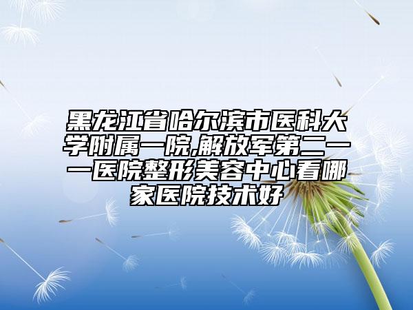 黑龙江省哈尔滨市医科大学附属一院,解放军第二一一医院整形美容中心看哪家医院技术好