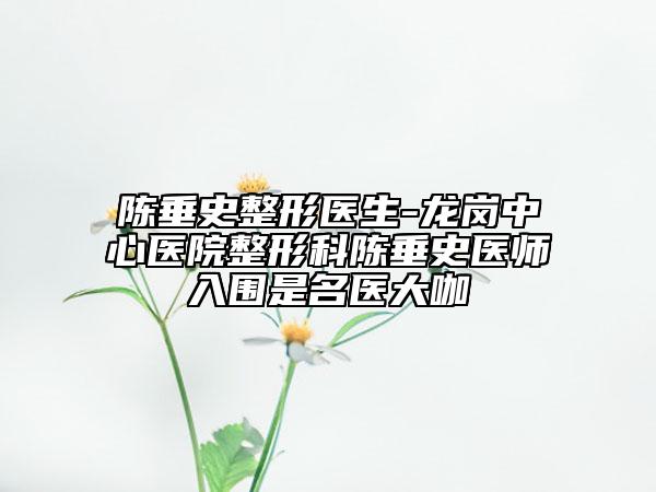 陈垂史整形医生-龙岗中心医院整形科陈垂史医师入围是名医大咖