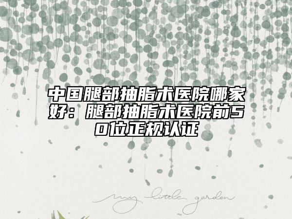 中国腿部抽脂术医院哪家好：腿部抽脂术医院前50位正规认证