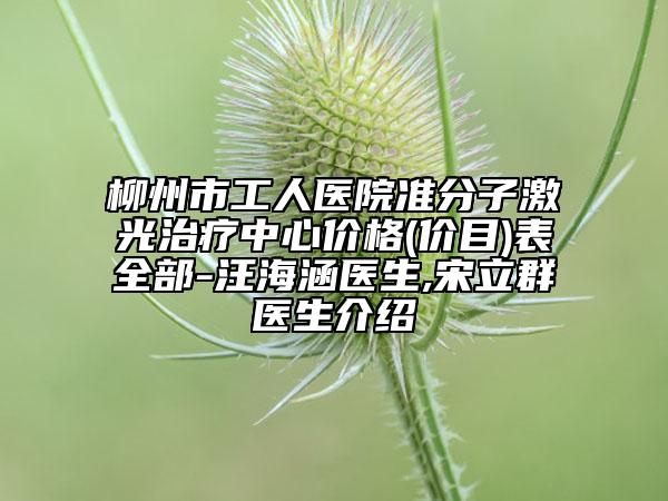 柳州市工人医院准分子激光治疗中心价格(价目)表全部-汪海涵医生,宋立群医生介绍