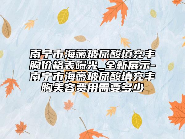 南宁市海薇玻尿酸填充丰胸价格表曝光_全新展示-南宁市海薇玻尿酸填充丰胸美容费用需要多少