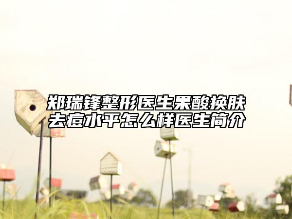 郑瑞锋整形医生果酸换肤去痘水平怎么样医生简介