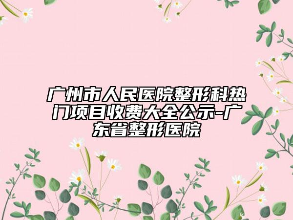 广州市人民医院整形科热门项目收费大全公示-广东省整形医院