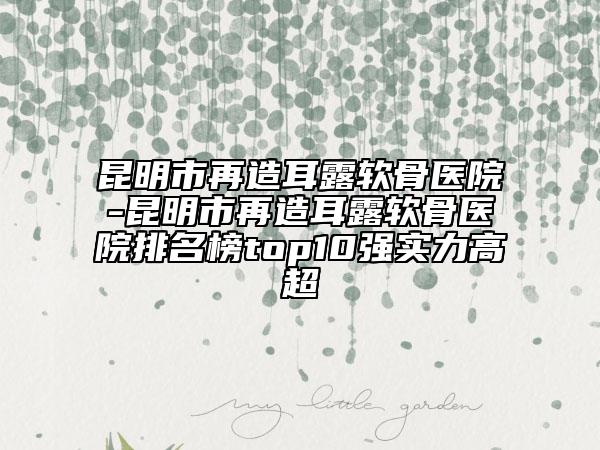 昆明市再造耳露软骨医院-昆明市再造耳露软骨医院排名榜top10强实力高超
