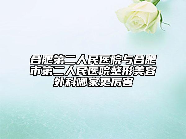 合肥第二人民医院与合肥市第二人民医院整形美容外科哪家更厉害