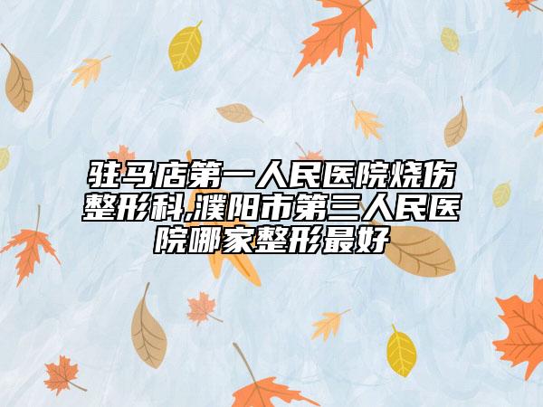 驻马店第一人民医院烧伤整形科,濮阳市第三人民医院哪家整形最好