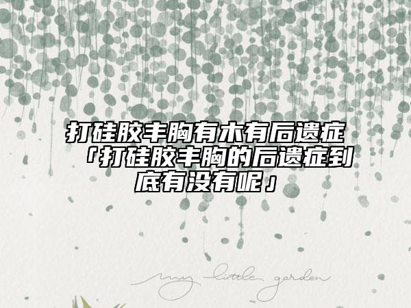 打硅胶丰胸有木有后遗症「打硅胶丰胸的后遗症到底有没有呢」