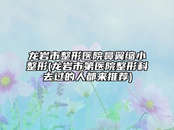 龙岩市整形医院鼻翼缩小整形(龙岩市第医院整形科去过的人都来推荐)