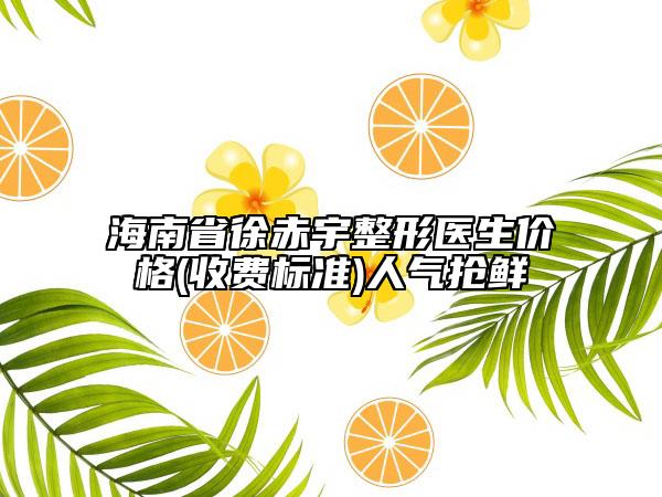 海南省徐赤宇整形医生价格(收费标准)人气抢鲜
