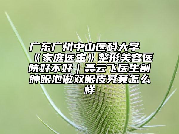广东广州中山医科大学《家庭医生》整形美容医院好不好｜聂云飞医生割肿眼泡做双眼皮究竟怎么样