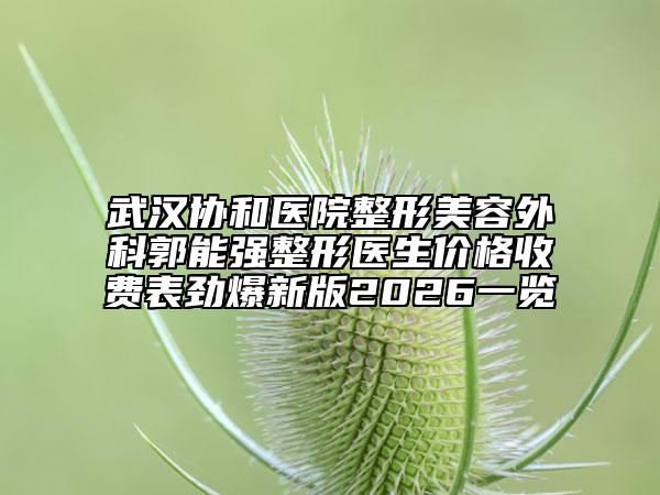 武汉协和医院整形美容外科郭能强整形医生价格收费表劲爆新版2026一览