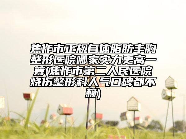焦作市正规自体脂肪丰胸整形医院哪家实力更高一筹(焦作市第二人民医院烧伤整形科人气口碑都不赖)