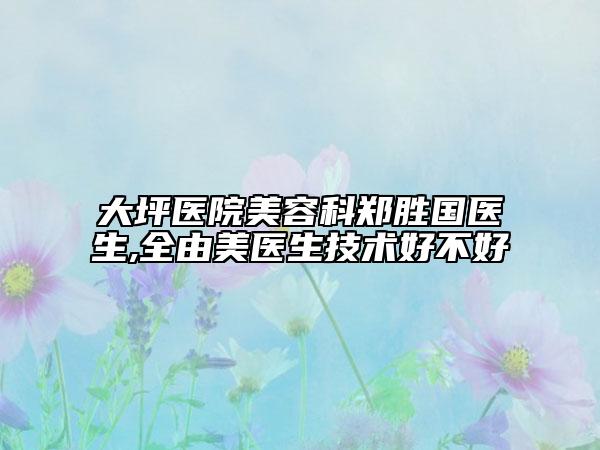 大坪医院美容科郑胜国医生,全由美医生技术好不好