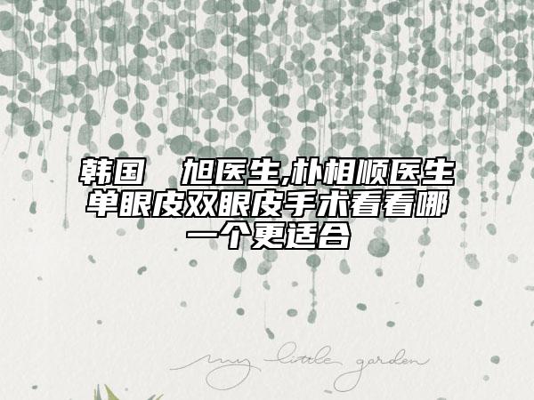 韩国李埈旭医生,朴相顺医生单眼皮双眼皮手术看看哪一个更适合