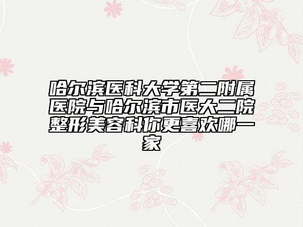 哈尔滨医科大学第二附属医院与哈尔滨市医大二院整形美容科你更喜欢哪一家