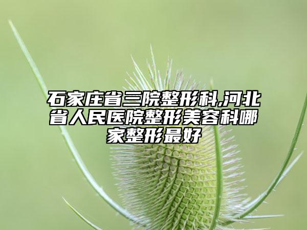 石家庄省三院整形科,河北省人民医院整形美容科哪家整形最好